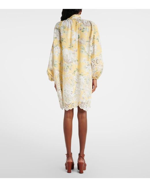 Zimmermann Metallic Besticktes Minikleid Acacia Aus Leinen