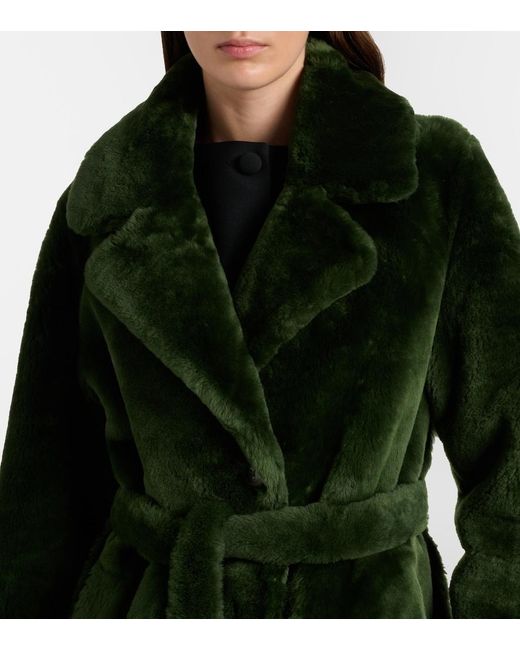 Yves Salomon Green Shearling Coat