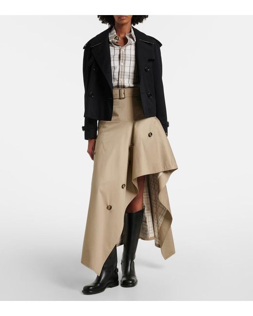 Burberry Natural Heather Asymmetric Cotton Midi Skirt