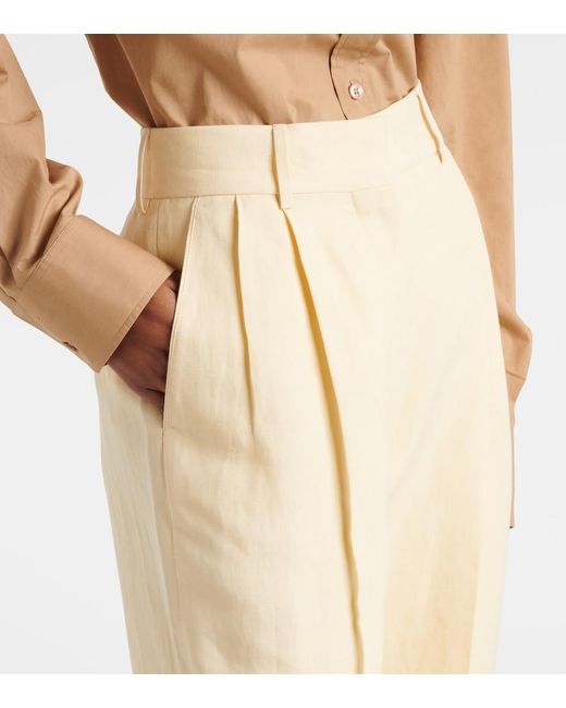 Blazé Milano Natural Fox Linen And Silk Straight Pants