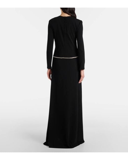Gucci Black Horsebit Embellished Jersey Maxi Dress