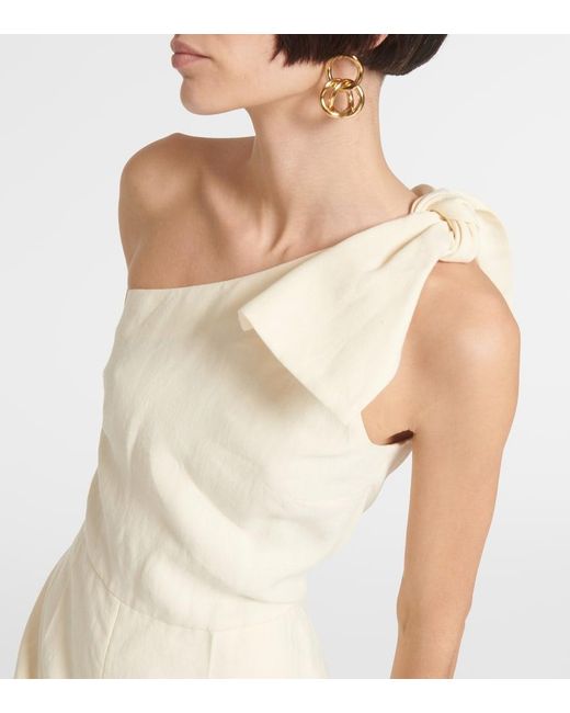 Chloé White One-Shoulder Linen Jumpsuit