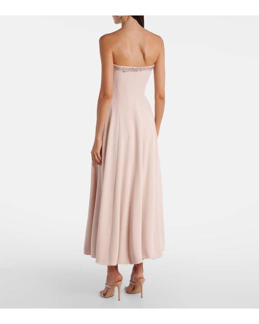 Costarellos Pink Aldina Crystal-Embellished Crepe Midi Dress