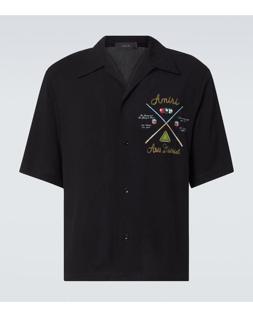 Amiri Black Pool Cue Bowling Shirt for men