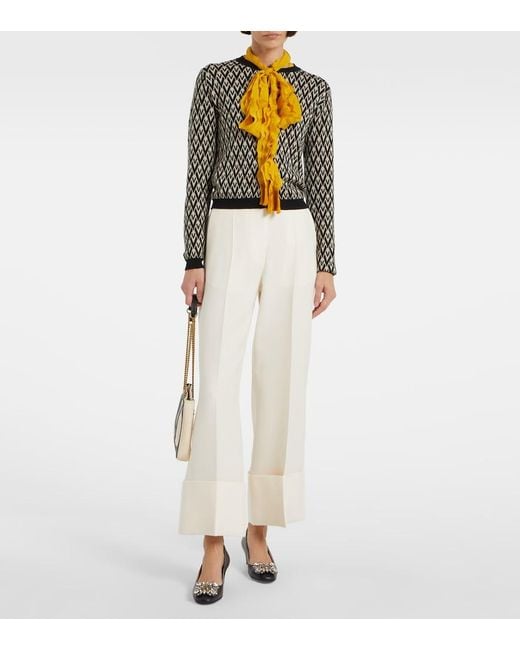 Valentino White Crepe Couture Wide-Leg Pants