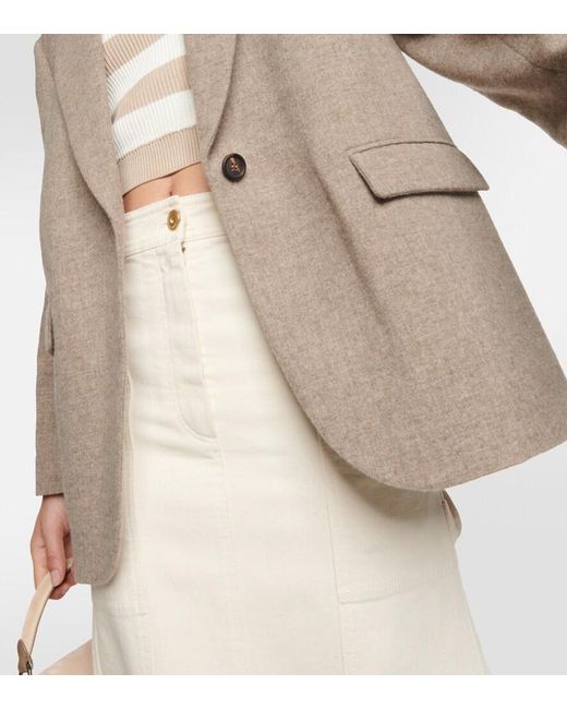 Brunello Cucinelli Natural Single-Breasted Yak Wool Blazer