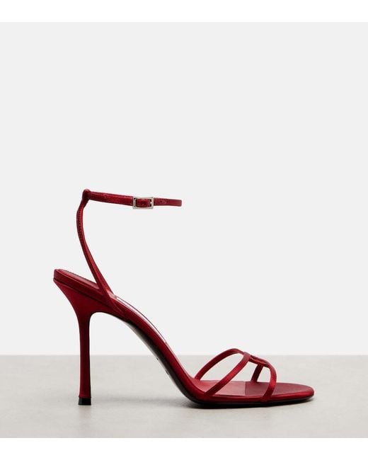 Jimmy Choo Red Leo 100 Satin Sandals
