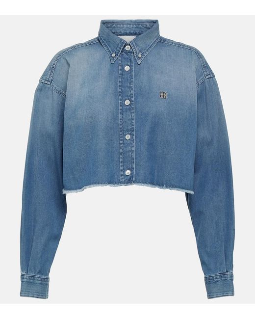 Camicia di jeans cropped 4G di Givenchy in Blue