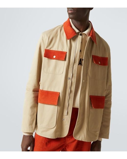 Bode Orange Corduroy-Trimmed Cotton Twill Field Jacket for men