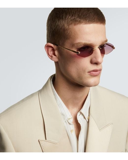 Cartier Pink Rectangular Sunglasses for men