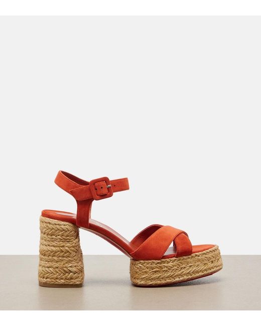 Christian Louboutin Red Calakala Suede Espadrille Sandals