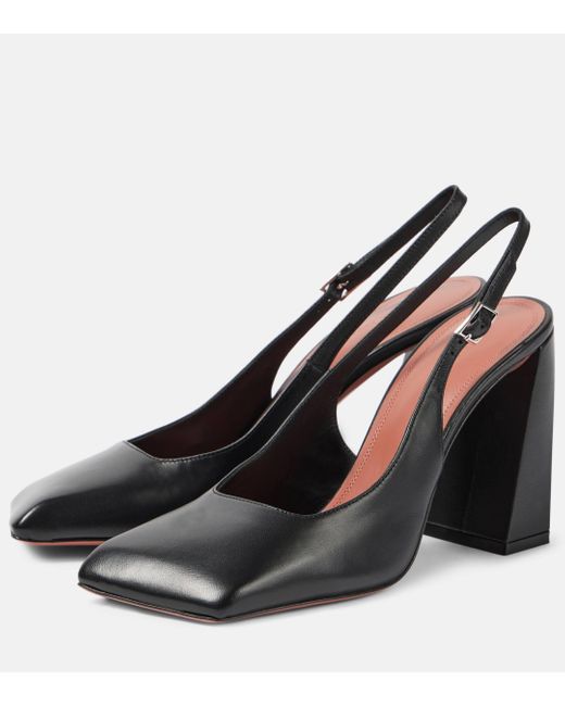 AMINA MUADDI Black Charlotte Leather Slingback Pumps