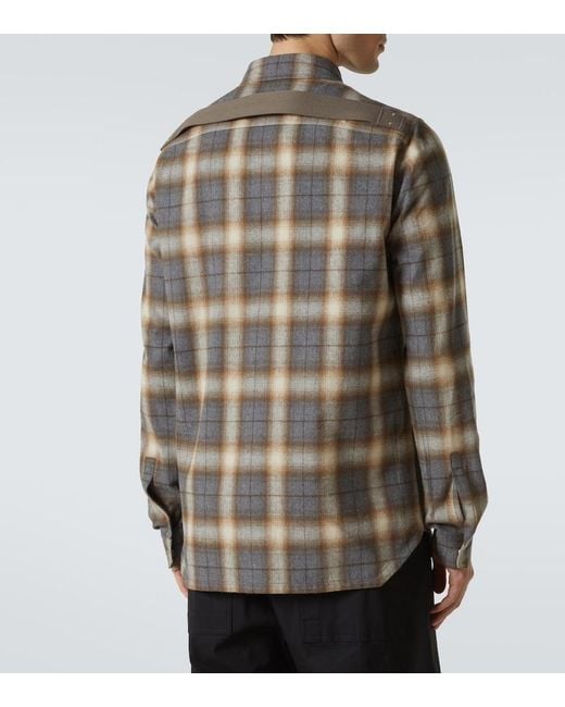 Rick Owens Gray Plaid Cotton Shirt for men
