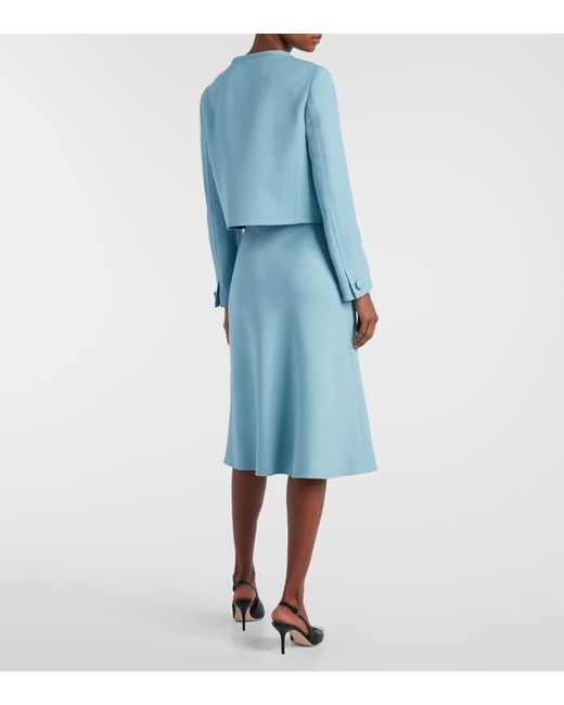 Valentino Blue Vlogo Canvas Midi Skirt