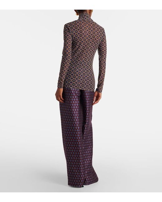 Dries Van Noten Purple Printed Turtleneck Top