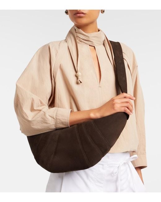 Lemaire Black Croissant Medium Leather Shoulder Bag