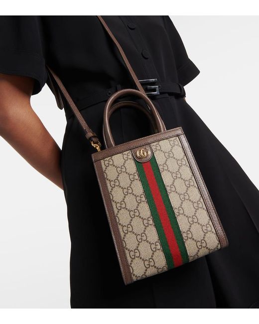 Gucci Black Super Mini Ophidia GG Canvas Tote Bag