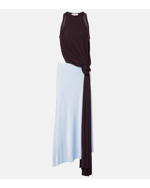 Victoria Beckham Blue Cutout Jersey Midi Dress