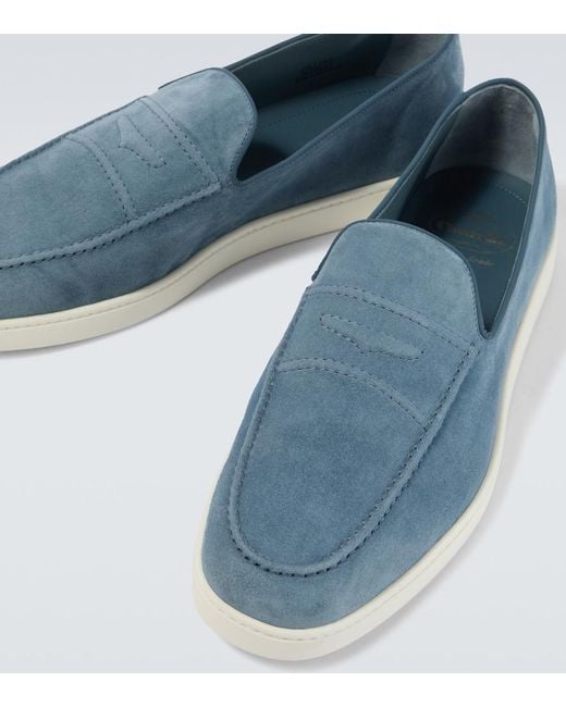 Church's Blue Pebbles Suede Penny Loafers for men