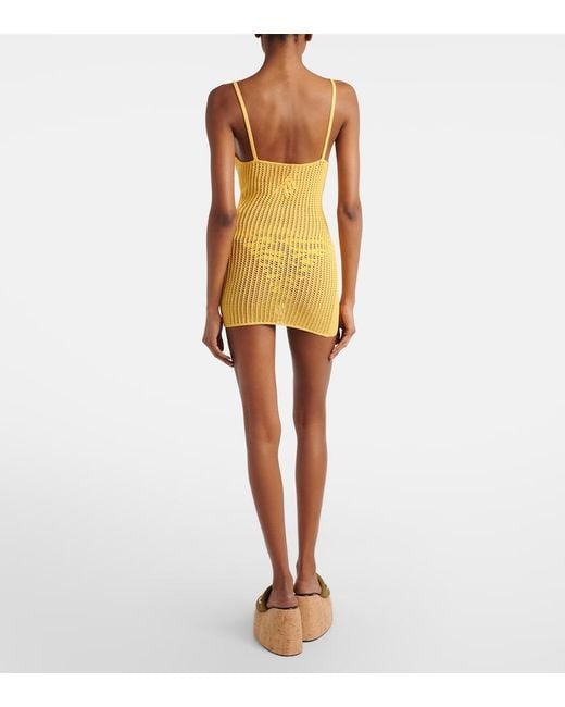 The Attico Yellow Crochet Cotton-Blend Minidress
