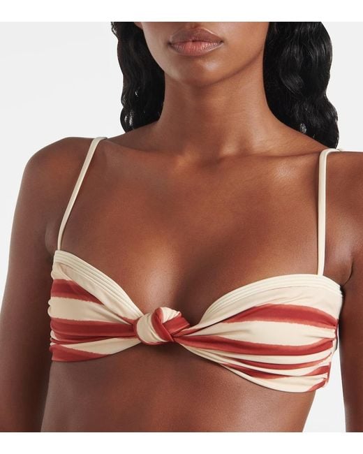 Johanna Ortiz Red Striped Bikini Top
