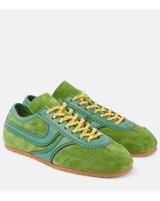 Dries Van Noten Green Sneakers aus Veloursleder