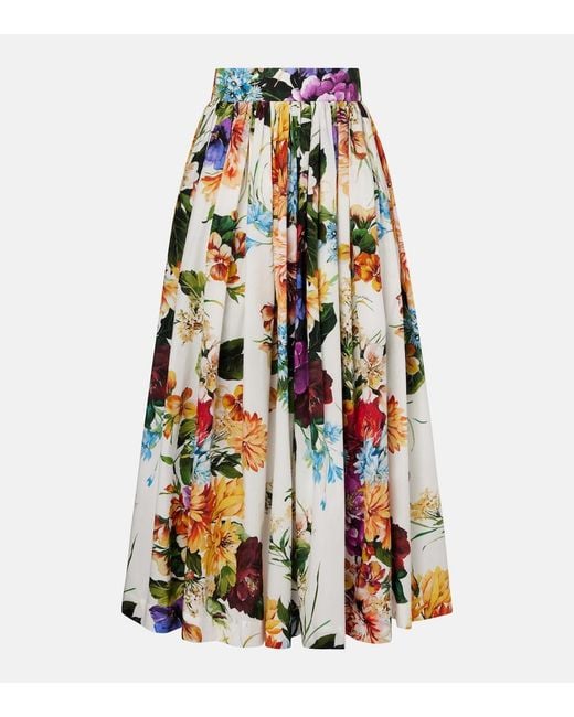 Dolce & Gabbana Multicolor High-Waisted Skirt With A Floral Bouquet Print
