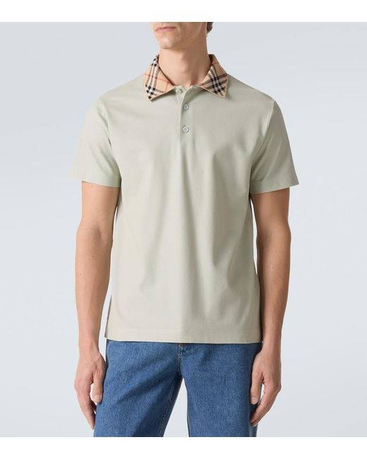 Burberry White Cotton Pique Polo Shirt for men