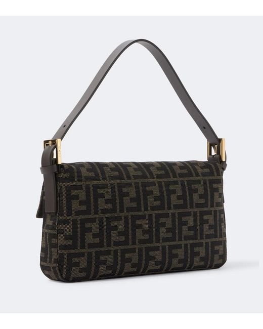 Fendi Black Baguette 26424 Jacquard Shoulder Bag for men