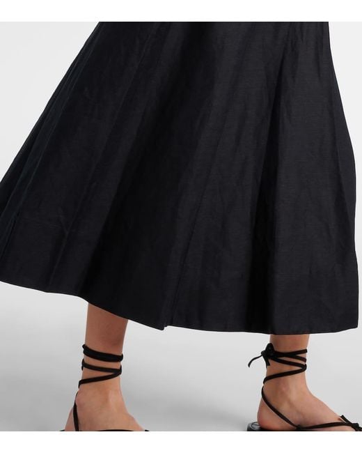Jonathan Simkhai Black Midikleid Malena Aus Einem Leinengemisch
