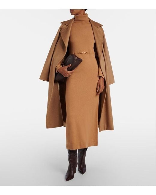 Rixo Brown Elliette Wool And Cashmere Midi Dress