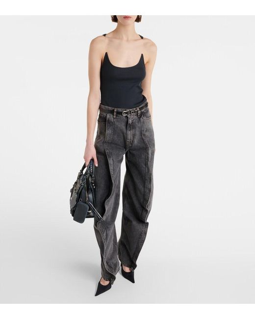 Y. Project Gray Paneled Straight Jeans