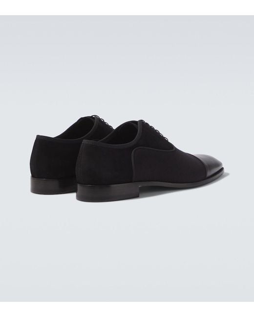 Christian Louboutin Black Greggory Leather-Trimmed Oxford Shoes for men