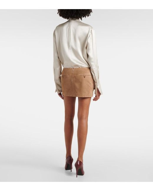 Magda Butrym Natural Floral-applique Leather Miniskirt