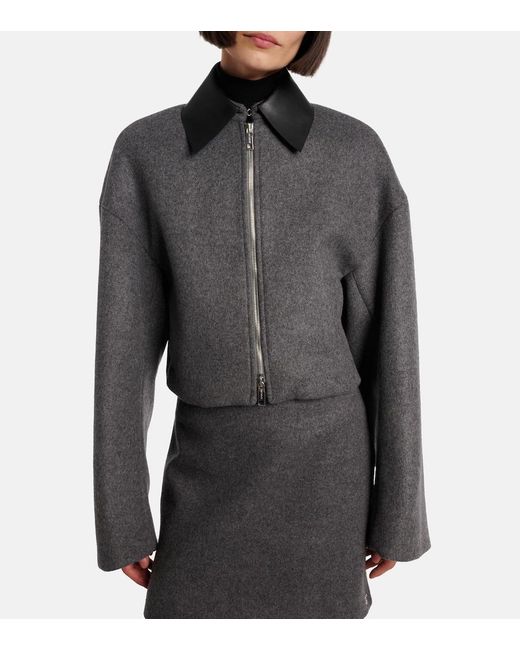 Sportmax Gray Vacuo Cropped Virgin Wool Jacket