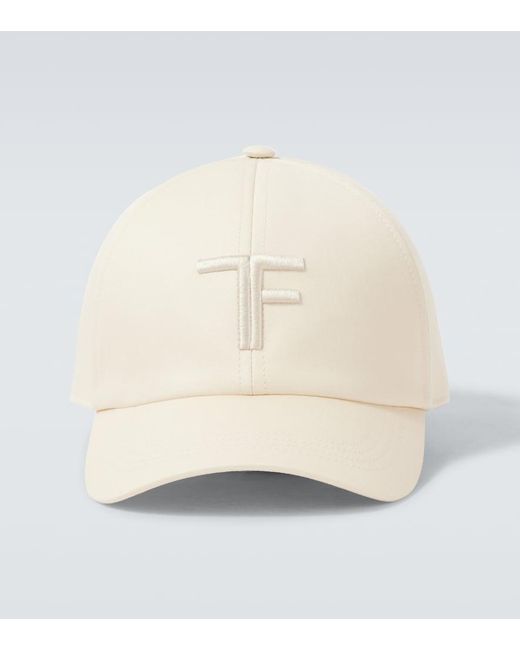 Tom Ford Tf Leather-Trimmed Cotton Canvas Cap in Natural for Men