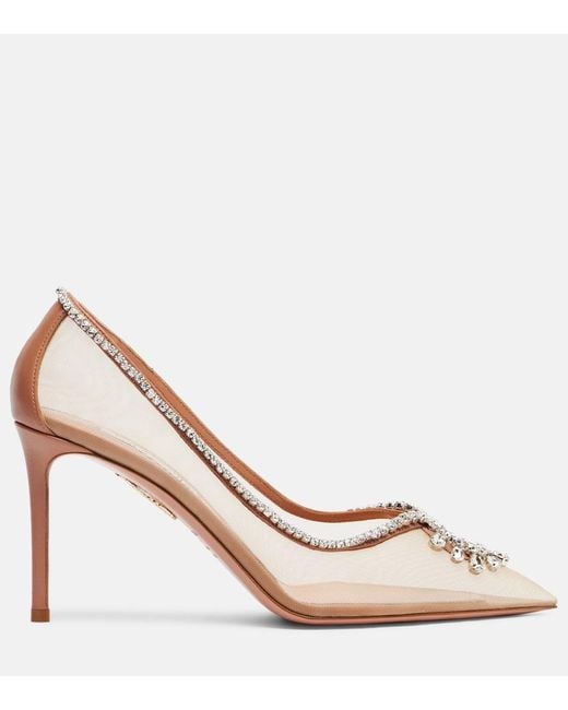 Aquazzura Natural Pumps Seduction Aus Mesh Mit Kristallen