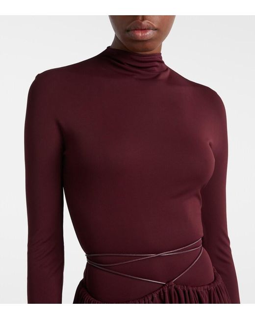 Alaïa Purple Gathered Midi Dress