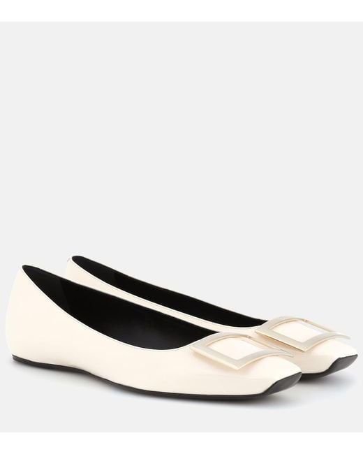 Roger Vivier White Patent Trompette Ballet Flats