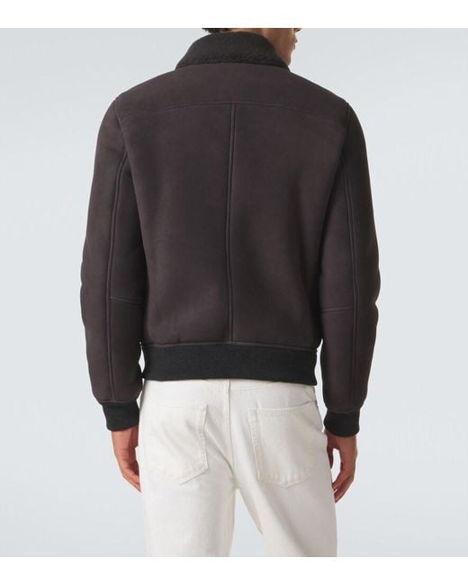 Eleventy Black Shearling-Lined Suede Jacket for men