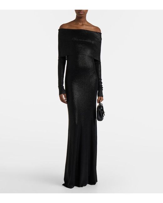 Balenciaga Black Off-Shoulder Maxi Dress