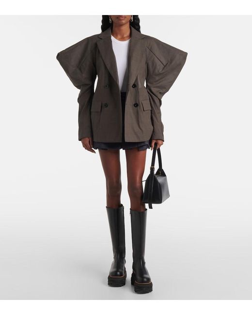 Sacai Gray Cotton Voile Blazer