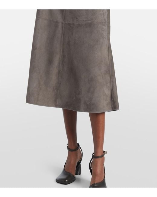 Max Mara Brown Suede Midi Skirt