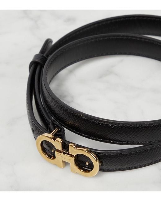 Ferragamo Black Gancini Leather Belt