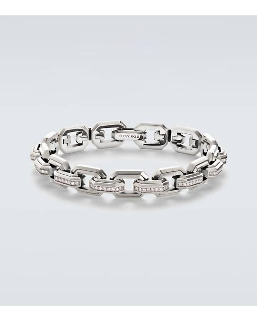 David Yurman Metallic 925 Sterling Chain Bracelet With Diamonds for men