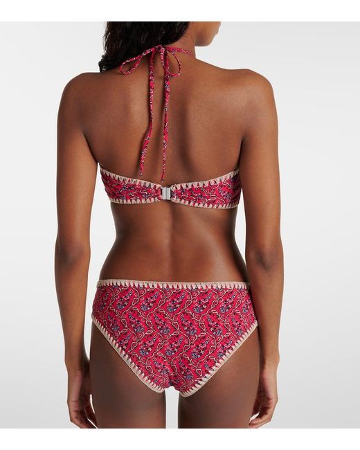 Isabel Marant Red Starnea Printed Bikini Top
