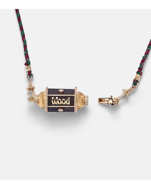Marie Lichtenberg Metallic Knock On Wood 18Kt Locket Necklace With Diamonds And Pearls
