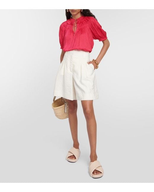 Ulla Johnson Pink Eleni Plissé Satin Top
