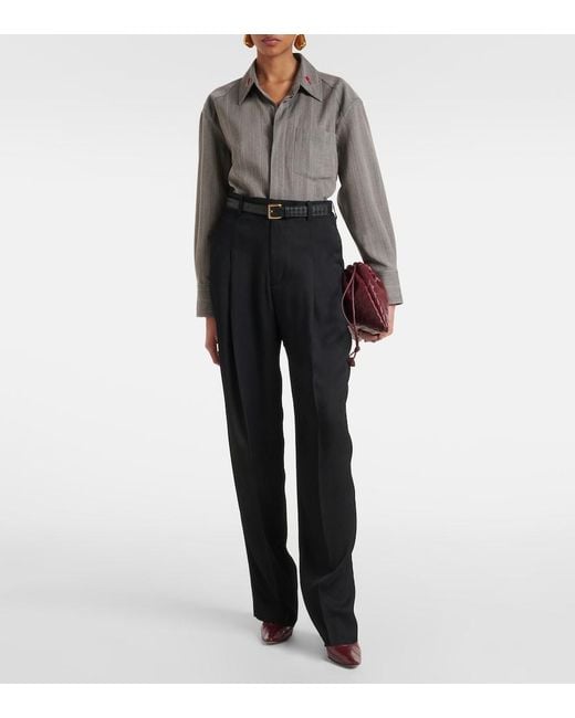 Bottega Veneta Black High-Rise Tapered Pants
