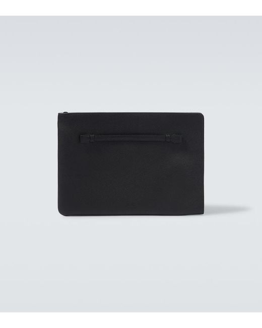 Loro Piana Black Extra A4 Leather Pouch for men